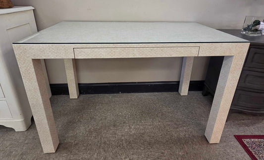 Thibaut Fine Furniture Wrapped Single Drawer Desk with Glass Top