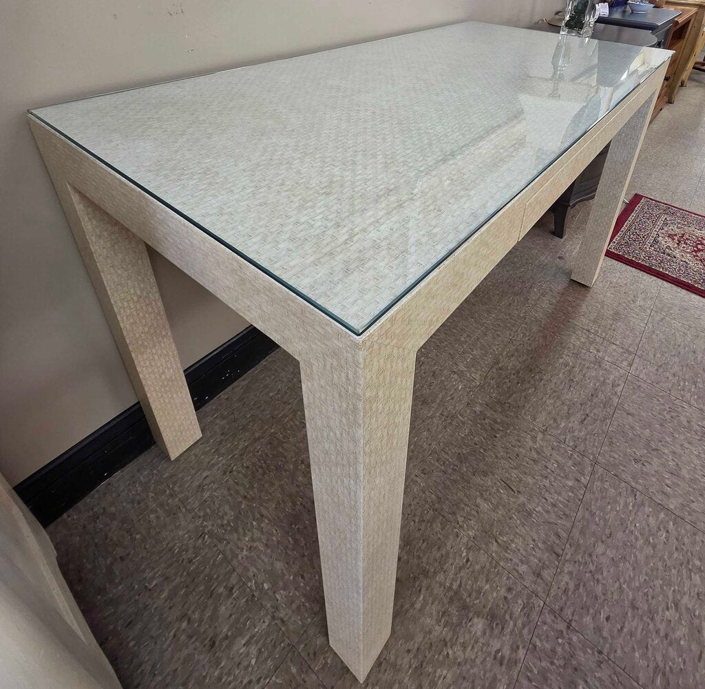Thibaut Fine Furniture Wrapped Single Drawer Desk with Glass Top