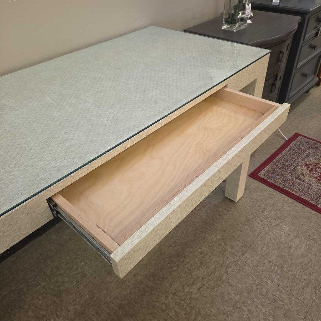 Thibaut Fine Furniture Wrapped Single Drawer Desk with Glass Top