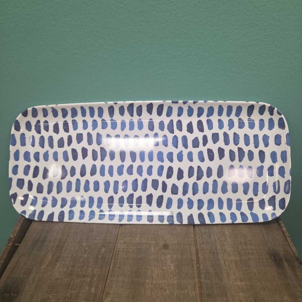 Blue Patterned Melamine Serving Tray
