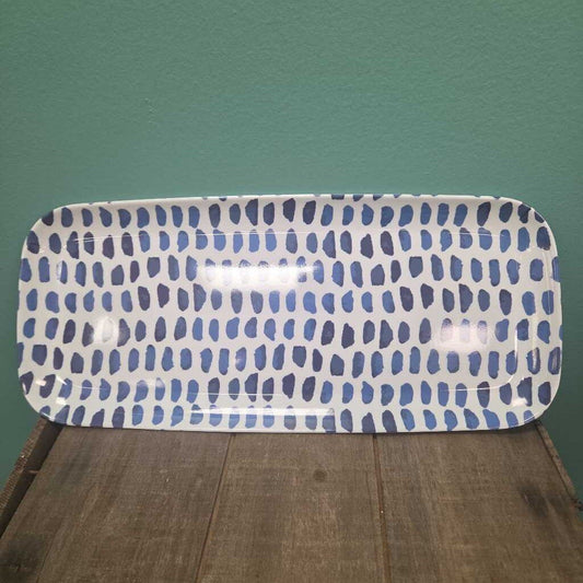 Blue Patterned Melamine Serving Tray