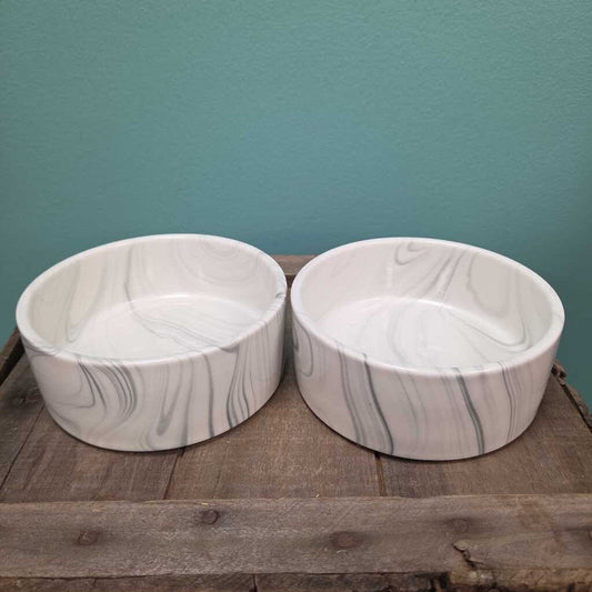 Frisco Marble Design Non-Skid Ceramic Dog/Cat Bowls - Set of 2