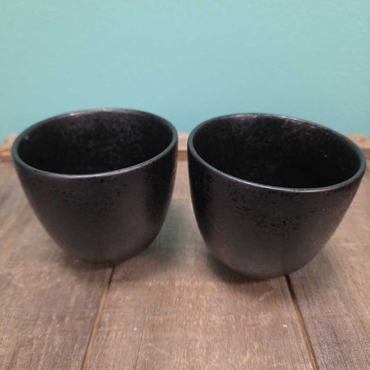 Crate & Barrel Black Ceramic Teacups - Set of 2