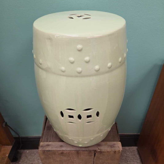 Ceramic Garden Stool with Embossed Design and Cut-outs