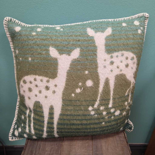 Barker Textiles 100% Wool Accent Pillow with Deer Design and Down Fill