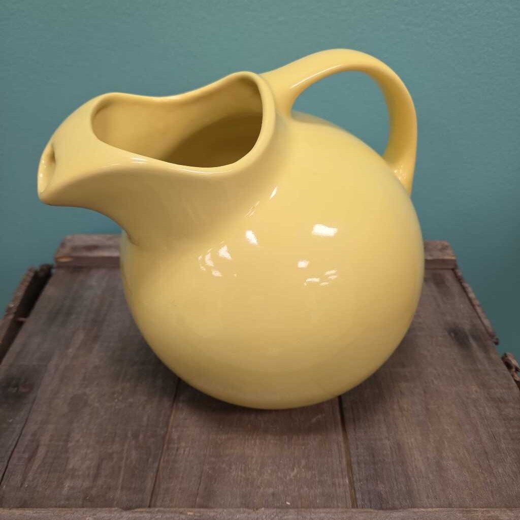 Hall Pottery Yellow Cannonball Tilting Pitcher