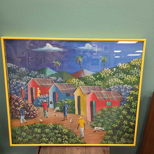Original Haitian Native Folk Art by Emille - Oil on Canvas