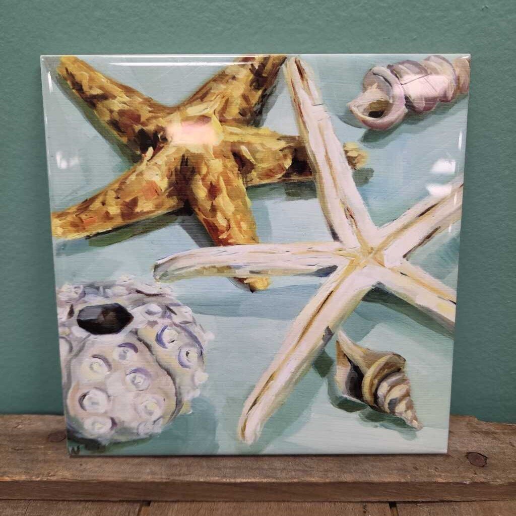 Hand Painted Ceramic Seashell Coaster