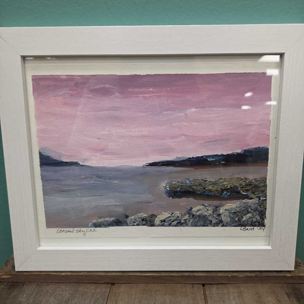 "Coastal Skyline" - Original Acrylic on Paper by Leanne Bard - Framed