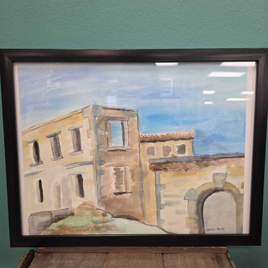 "Fort Williams - Cape Elizabeth, ME" - Original Watercolor on Paper by Leanne Bard - Framed