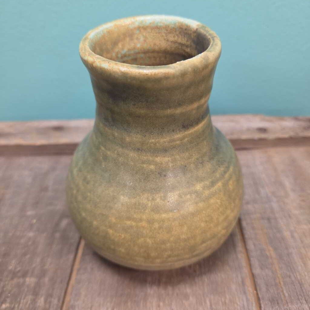 Studio Pottery Bud Vase with Sage Green Glaze