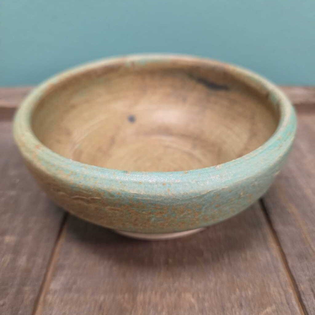 Studio Pottery Bowl with Green and Brown Glaze