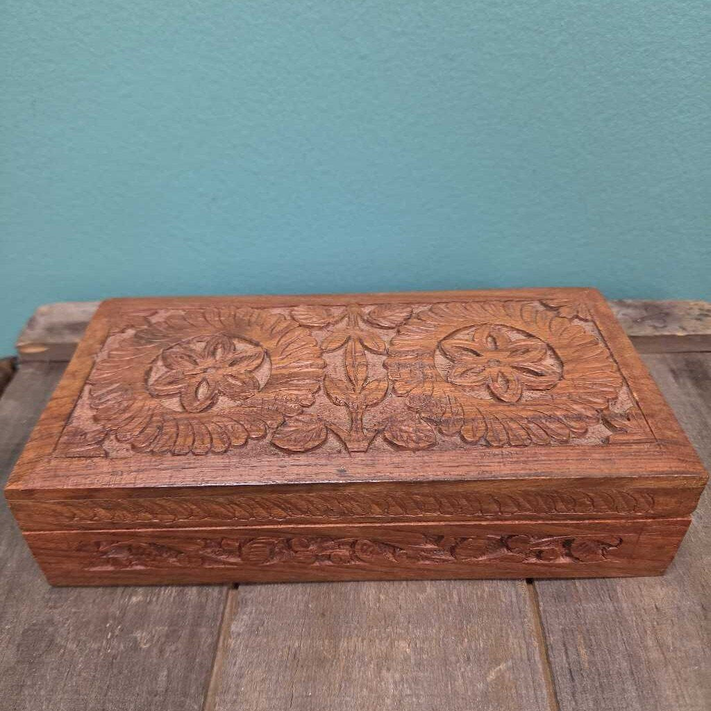 Hand Carved Wooden Trinket Box