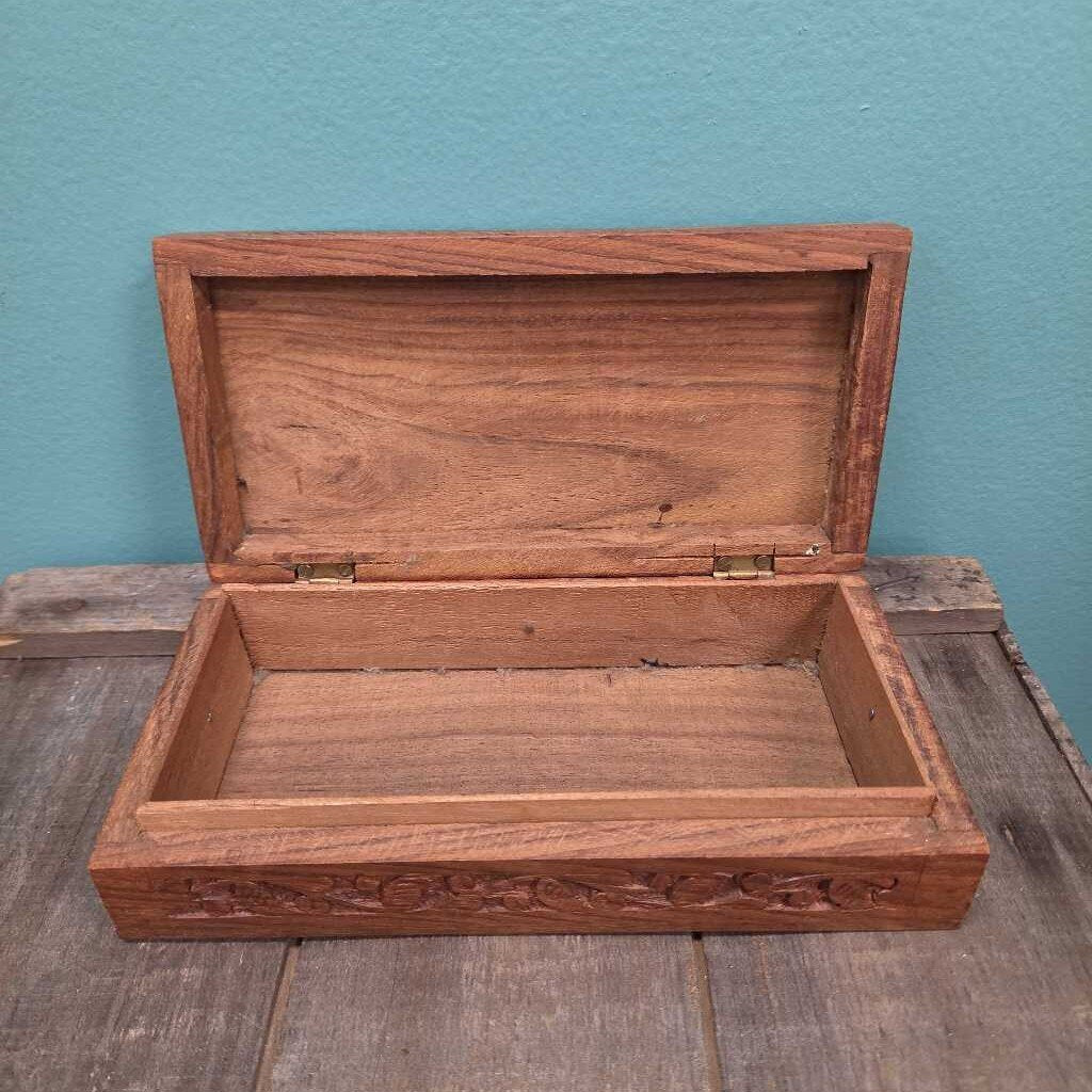 Hand Carved Wooden Trinket Box