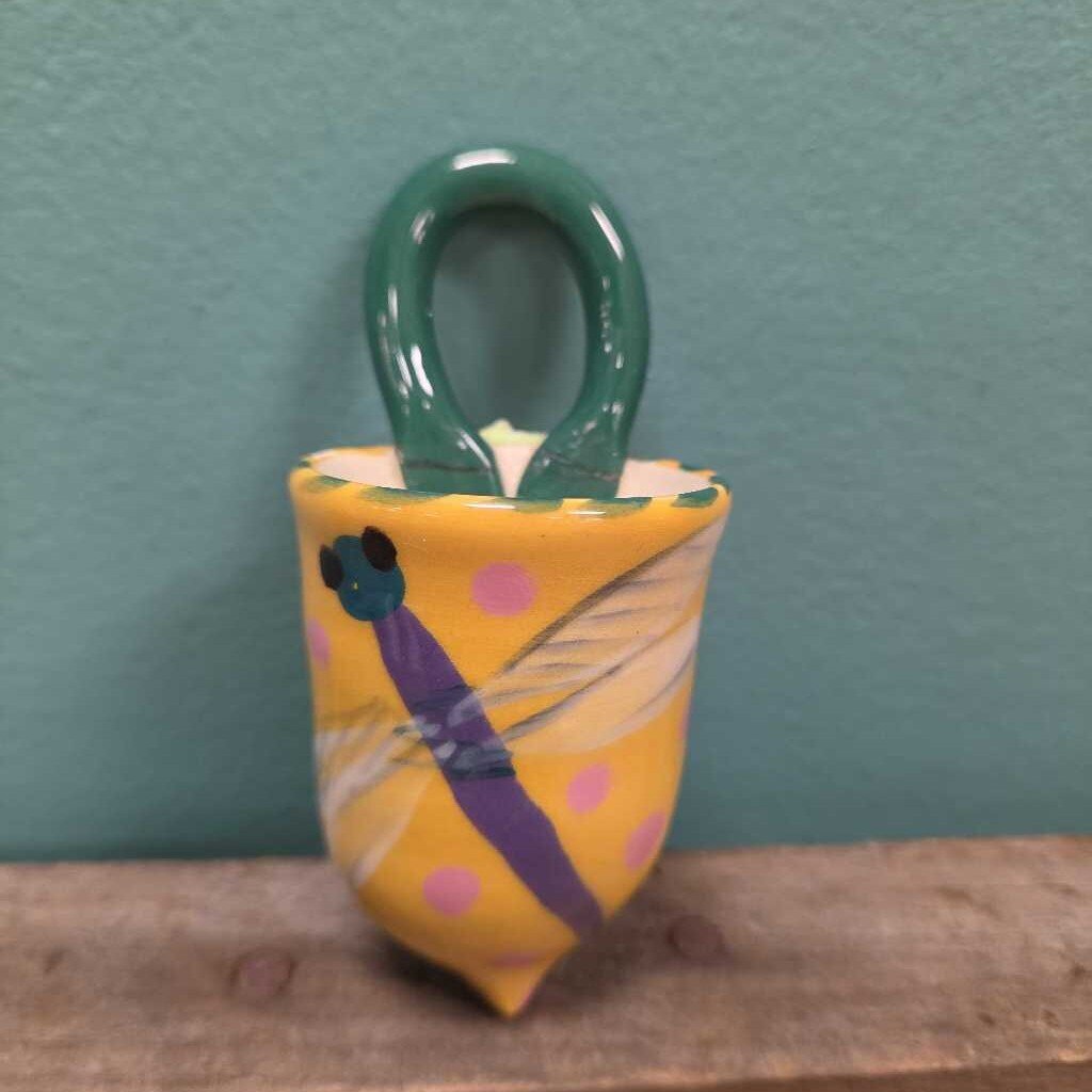 Hand Painted Ceramic Key Holder with Dragonfly Motif