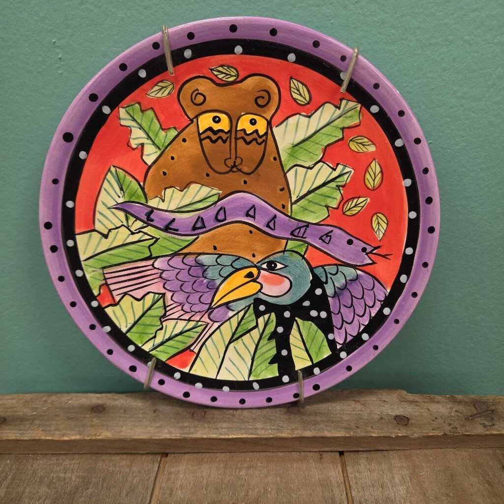 Laurel Burch Hand Painted Decorative Ceramic Plate