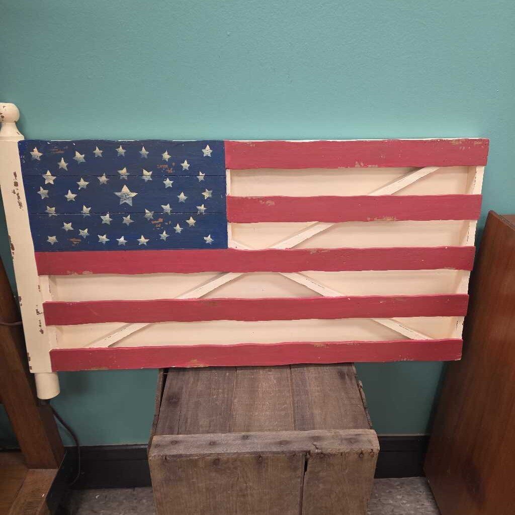 Pottery Barn Rustic Wooden American Flag