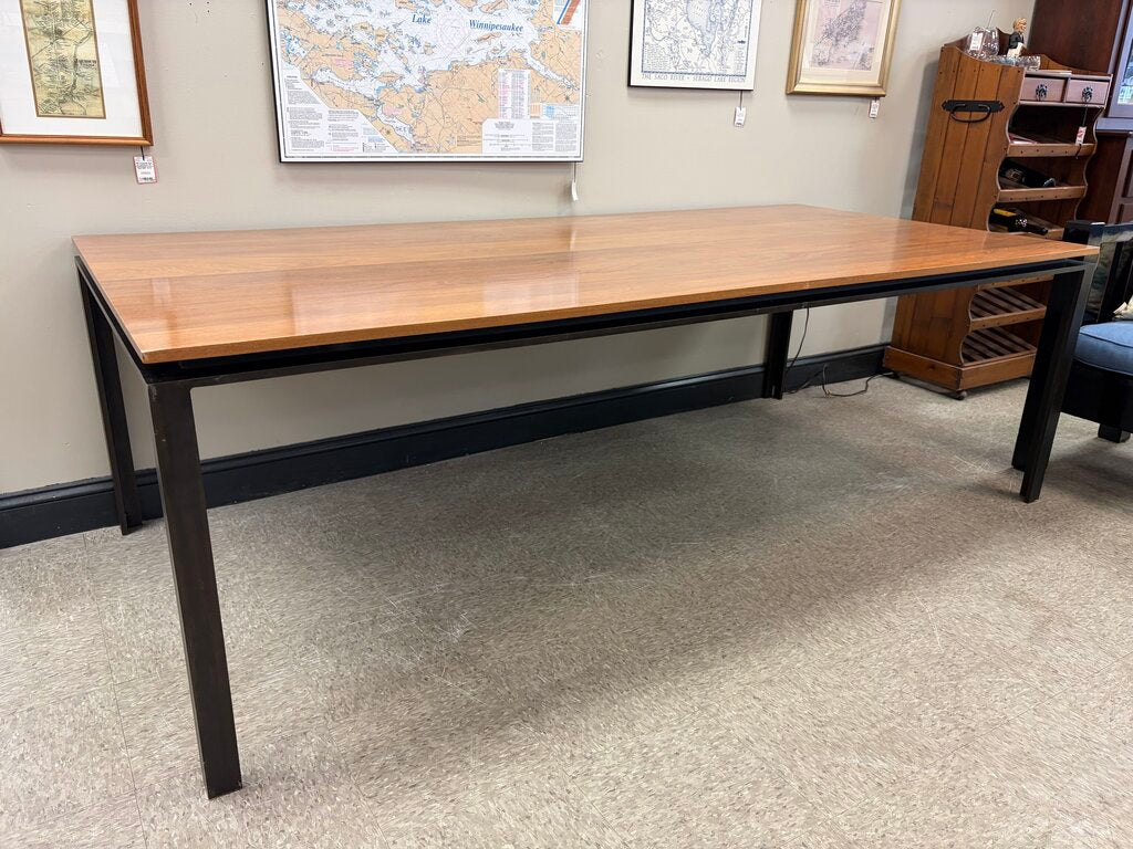 Custom Made Solid Wood Dining Table with Metal Frame