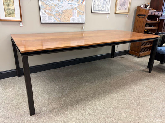 Custom Made Solid Wood Dining Table with Metal Frame
