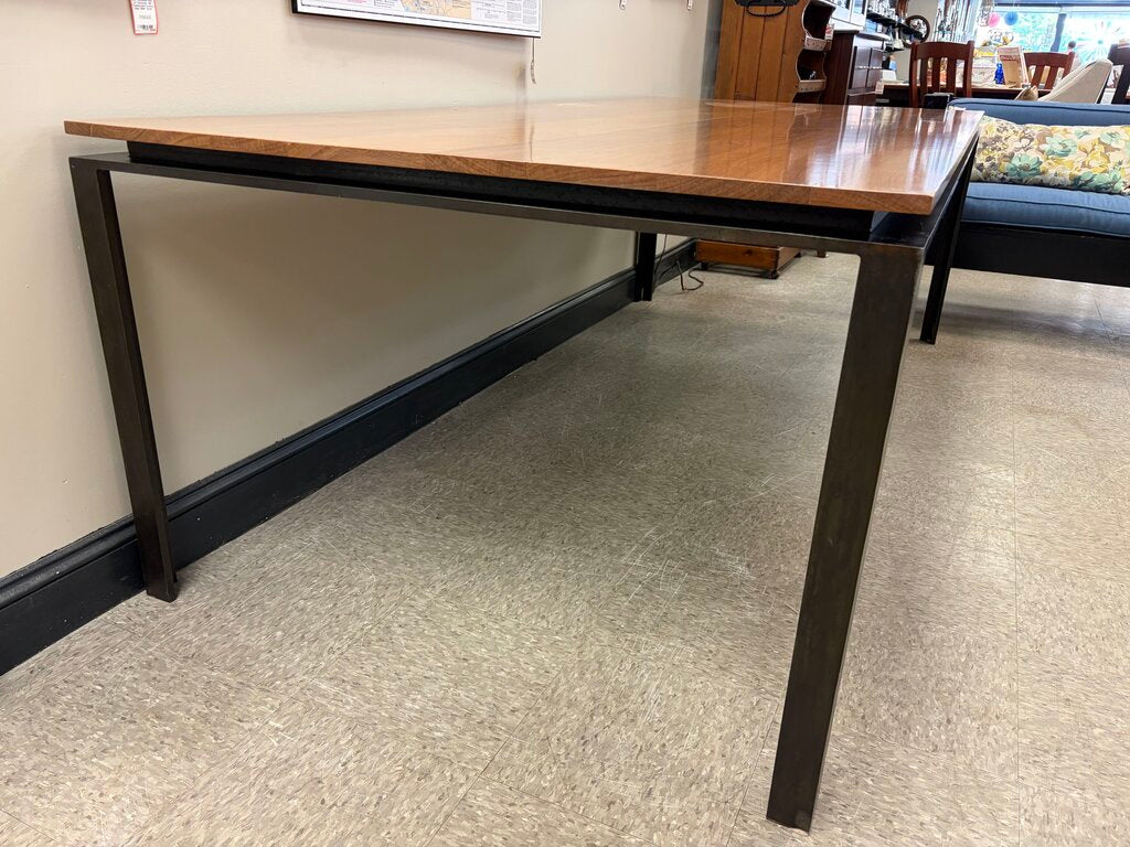 Custom Made Solid Wood Dining Table with Metal Frame