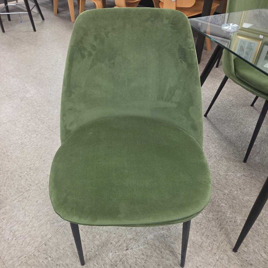 Olive Green Velvet Dining Chair with Detachable Cushions - 4 Available
