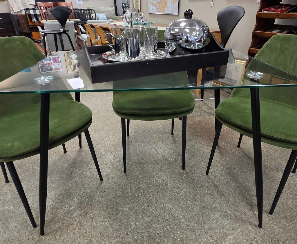 Glass Top Dining Table with Metal Legs