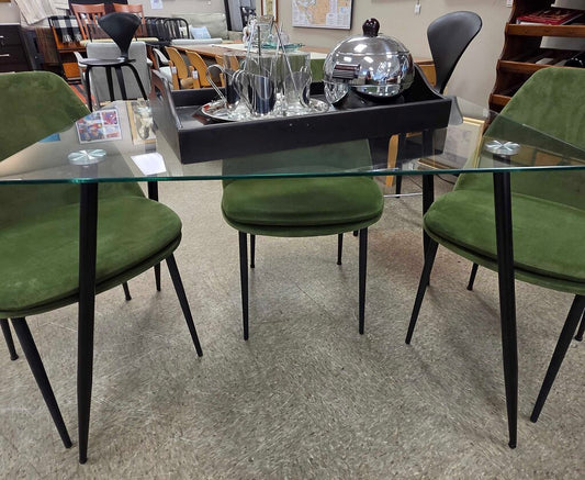 Glass Top Dining Table with Metal Legs