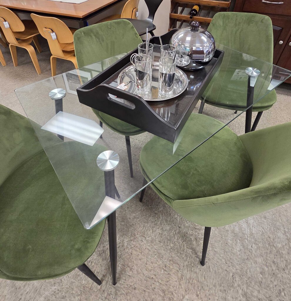 Glass Top Dining Table with Metal Legs
