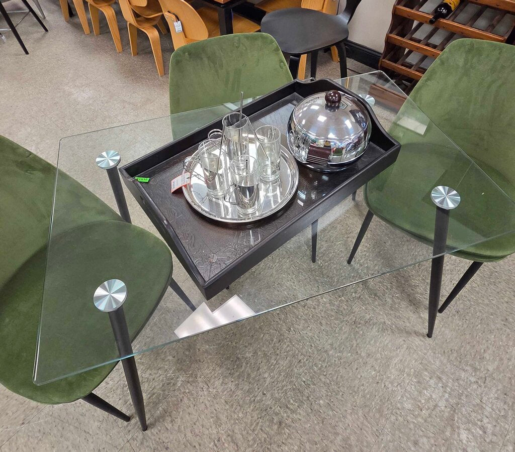 Glass Top Dining Table with Metal Legs