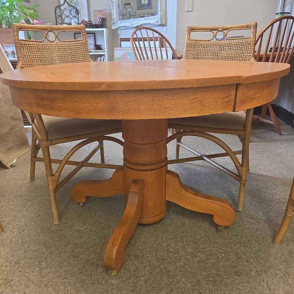 "The Perfection" Expandable Oak Dining Table by A.J. Johnson & Sons Furniture