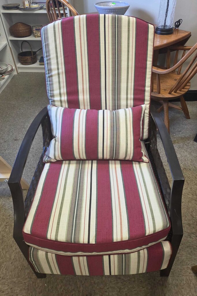 Plastic Rattan Upholstered Outdoor Recliners with Steel Frame - 2 Available