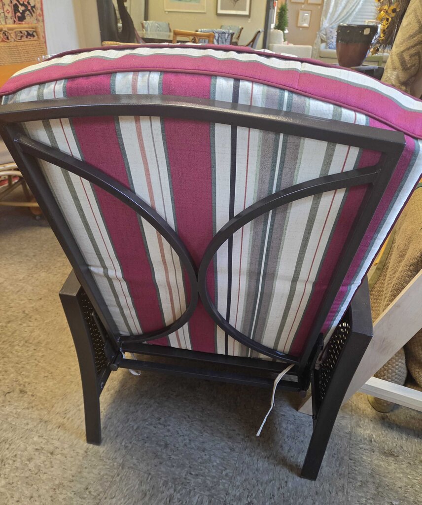 Plastic Rattan Upholstered Outdoor Recliners with Steel Frame - 2 Available