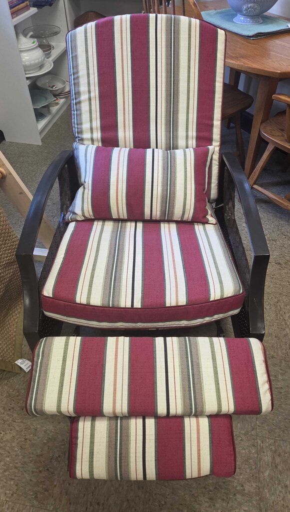 Plastic Rattan Upholstered Outdoor Recliners with Steel Frame - 2 Available