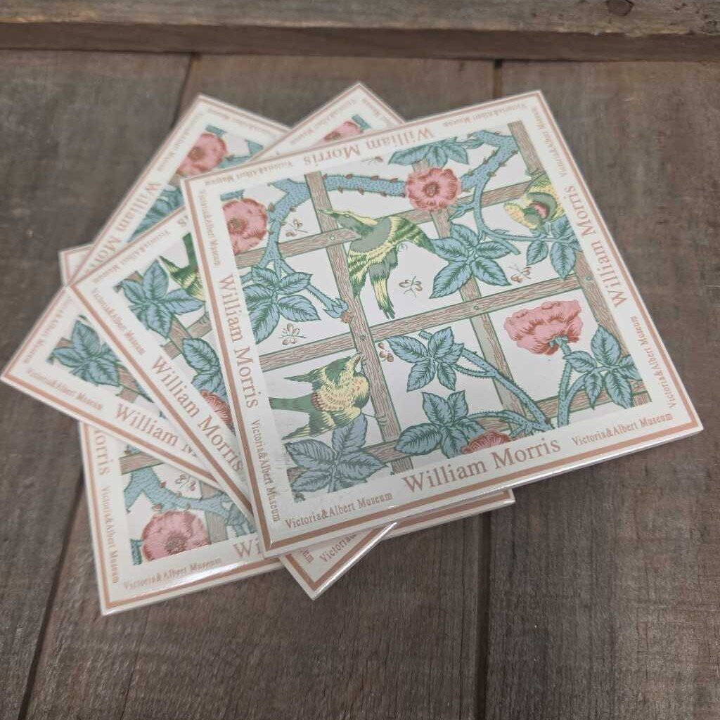 William Morris Trellis Square Coasters - Set of 4
