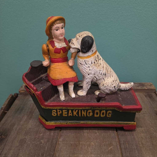 Vintage Cast Iron Speaking Dog Mechanical Bank