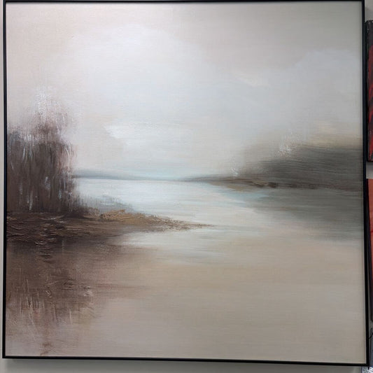 Abstract Lake by Wai Pen - Framed Oil on Canvas