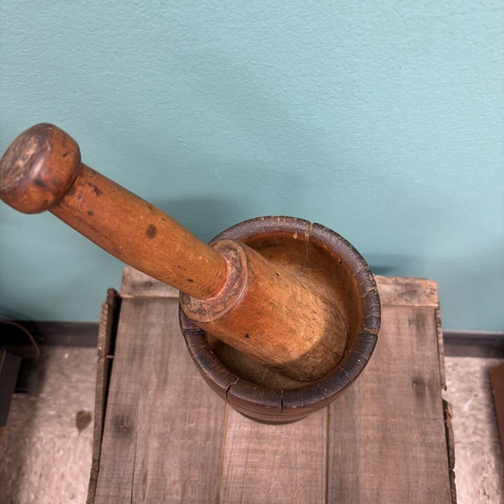 Vintage Wooden Mortar and Pestle Set