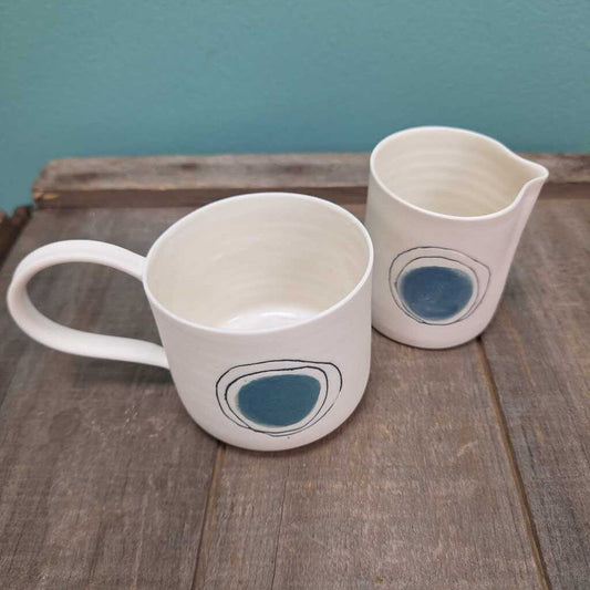 Handmade Ceramic Coffee Mug and Creamer Set