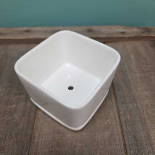 Ceramic Square Mini Planter with Saucer