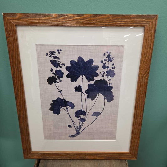 Navy & Linen Leaves II Framed Wall Art