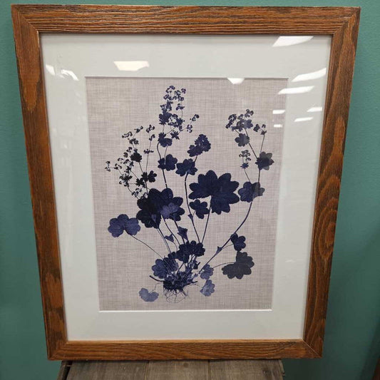 Navy & Linen Leaves I Framed Wall Art