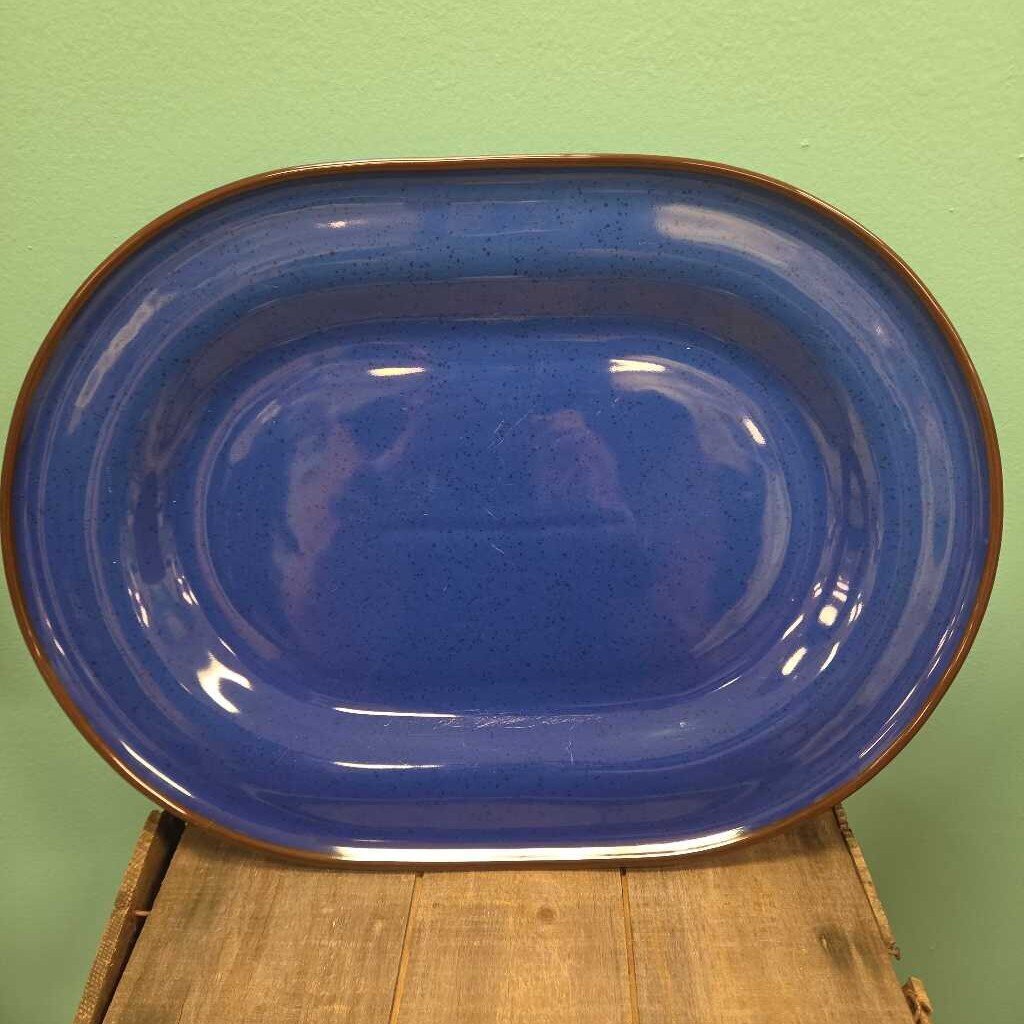 IKEA TRIVSAM Speckled Blue Stoneware Serving Platter