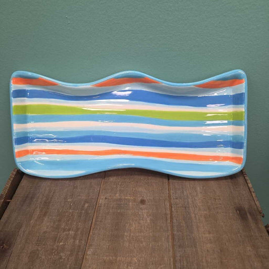 Boston Warehouse Trading Co. Striped Ceramic Tray