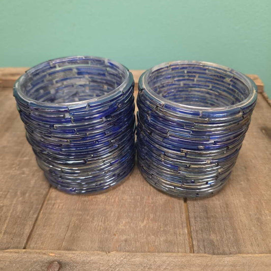 Two's Company Glass Design Candleholder - Set of 2