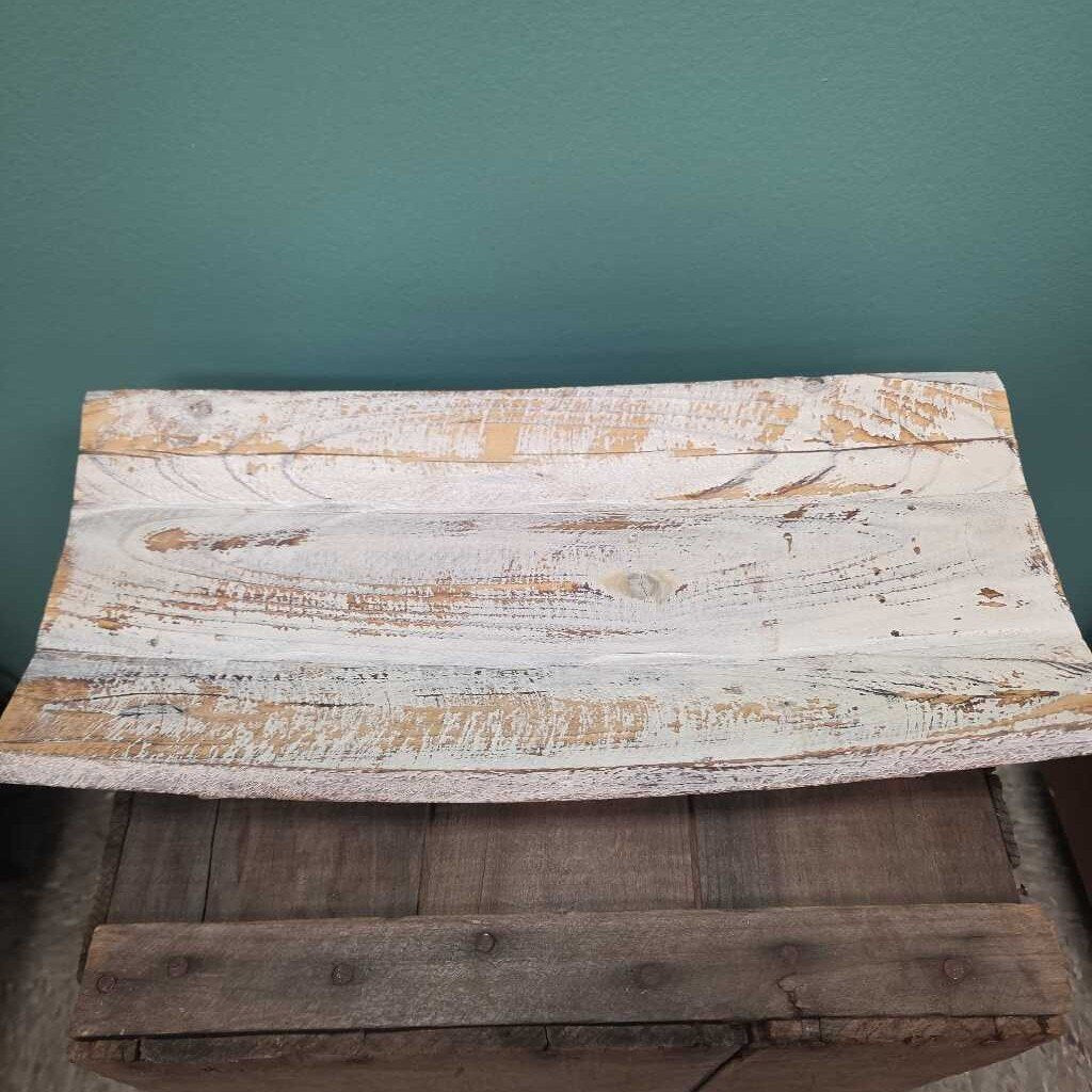 Whitewashed Wood Serving Tray with Curved Edges