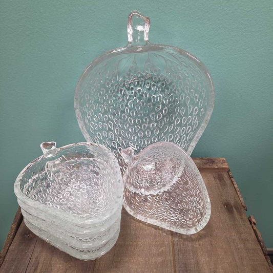 Clear Glass Strawberry Master Bowl with 5 Serving Bowls