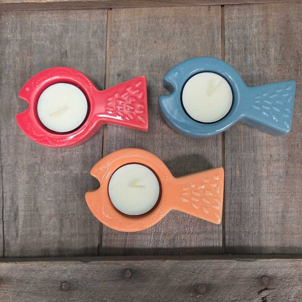 TAG Ceramic Fish Tealight Holder - Set of 3