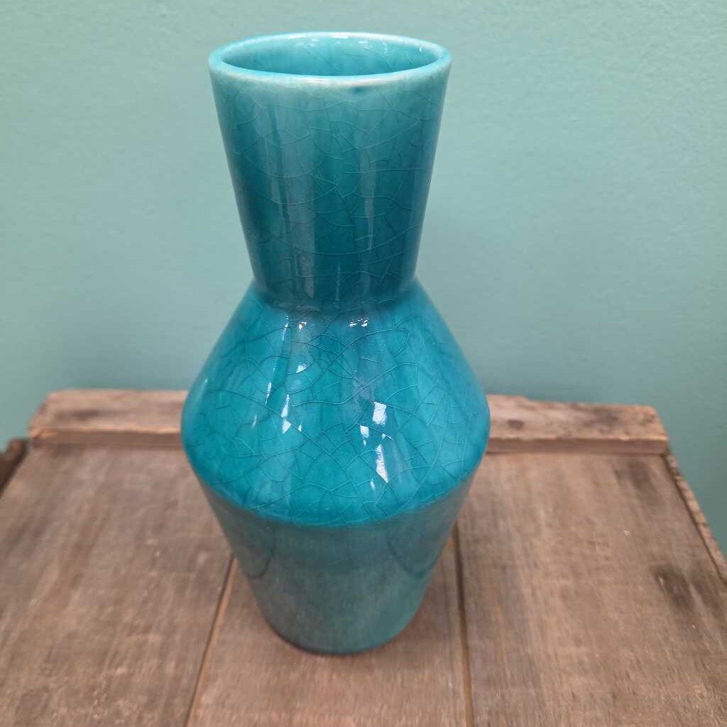 Crate & Barrel Geometric Cracked Glaze Ceramic Bud Vase