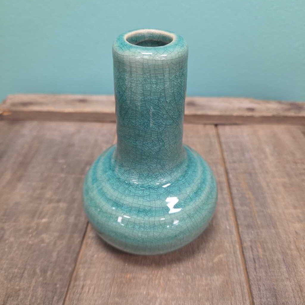 Crate & Barrel Cracked Glaze Ceramic Bud Vase