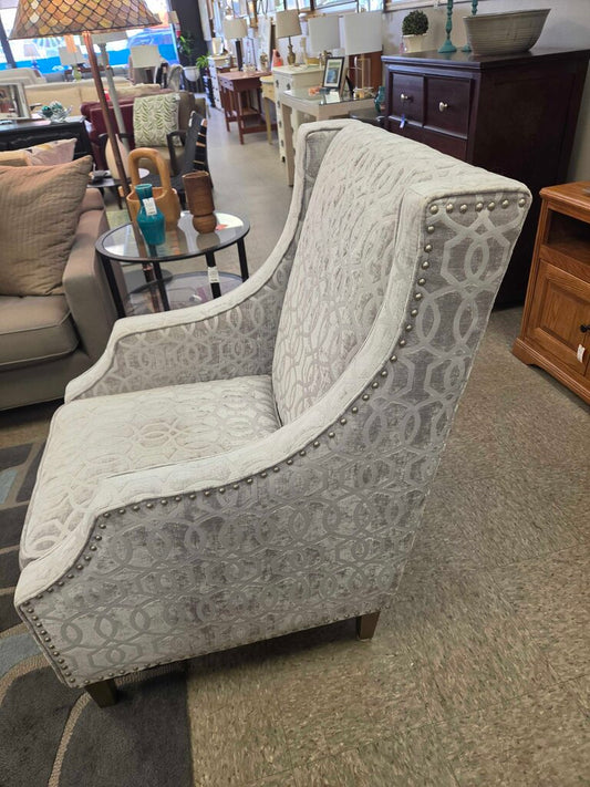 Jofran Quinn Chair in Dove Gray with Nailhead Trim